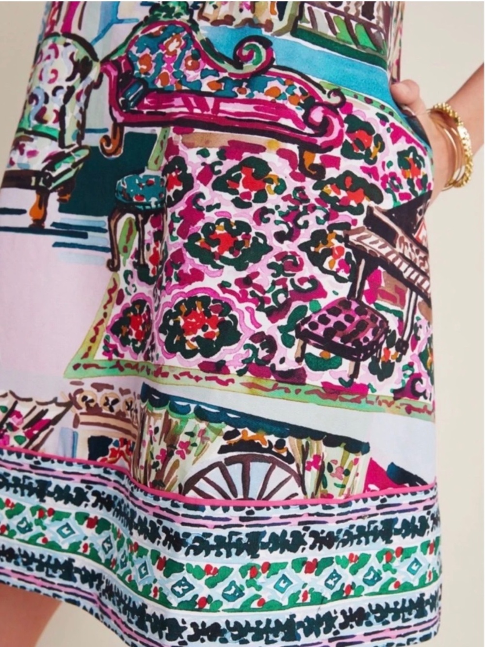 Anthropologie Mini Amelia Shift Dress Printed Swing Dress Size M - Picture 5 of 6